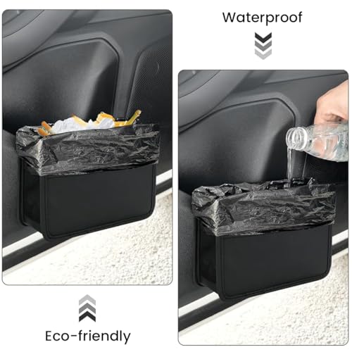 STHIRA® Car Organizer Pouch Clip-On Collapsible PU Leather Dustbin Multipurpose Trash Bin Ideal for Door Backseat 21cm x 3cm x 14.5cm 3PCS