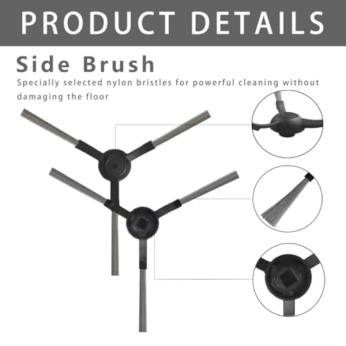 HASTHIP® 8Pcs Side Brushes Compatible with Mi Robot Vacuum-Mop P, Replenishment Kit for Mi Robot Vacuum Cleaner, Replacement Accessories Replacement Parts for Mi Mop P - Cleaning Tools