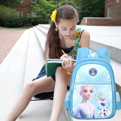 PALAY Kids School Backpack Cartoon Elsa Blue Print Backpack Kindergarten Primary Bookbag Girls Backpack for School, Travel Backpack School Gift for Kids 3-5 Years