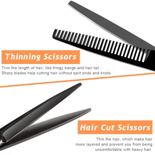 MAYCREATE Hair Cutting Scissors Kits, Professional 10 Pcs Hair Dressing Scissors Barber Kit with Hairdressing Scissor for Men Women Adult Kids Home Hair Cut Kit at Home, with Storage Bag