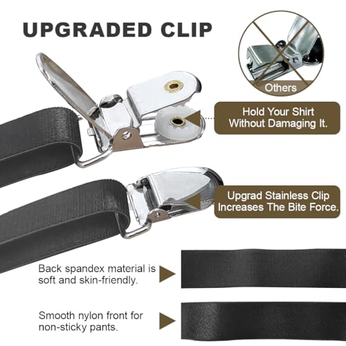 GUSTAVE® 6PCS Shirt Stays for Men Formal Adjustable Tucker Belt with Elastic Garters Holder Suit Accessories Suspender for Man
