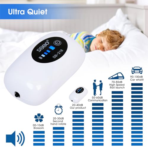 Qpets Aquarium Air Pump Mini Fish Tank Air Pump USB Rechargeable Fish Tank Oxygen Generator Machine with Tube and Air Stone Portable Outdoor Fishing Air Pump Oxygen Generator