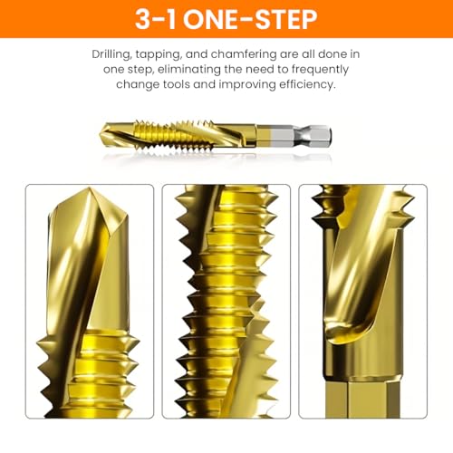 Serplex® 33PCS Drill Bit Set 5PCS Screw Extractors M3-M10 Metric Sizes High-Speed Steel Universal 1/4 Inch Hex Shank with Drill Chuck Adapter