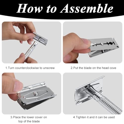 HANNEA Razor For Men,Manual Beard Trimmer For Men Double Edge Safety Shaving Kit For Men For Trimmer Men Rust-Proof Shaver For Men Stainless De Wet Shaving Razor Men Reusable Trimmers For Men