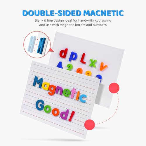 OFIFO® 2Pcs Magnetic Small White Board Cards - 30x23cm Double Sided Lined & Blank, Dry Erase Writing Boards with Sponge Eraser & Storage Bag for Kids, Students, School & Home Learning