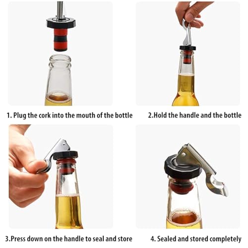 HASTHIP 3Pcs Reusable Wine Stoppers, Silicone Vacuum Wine 2-IN-1 Bottle Stopper Bottle Opener Wine Bottle Pourer Wine Preserver Bottle Saver, Wine Airtight Seal Corks Keep Fresh Fits Most Wine Bottle