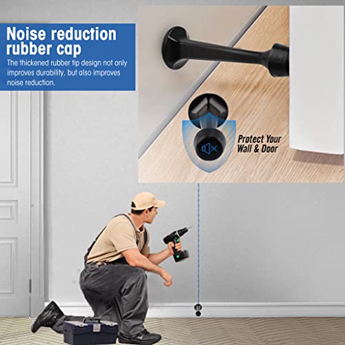 HASTHIP 4pcs Heavy Duty Solid Rigid Door Stop w/Rubber Tip, Wall Mount Door Stoppers for Bottom of Door