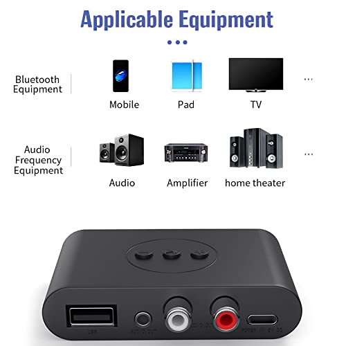 Verilux® Bluetooth 5.0 Music Receiver NFC Bluetooth 5.0 Audio Receiver for Home Car Office RCA Stereo Audio Cable 3.5mm Audio Port