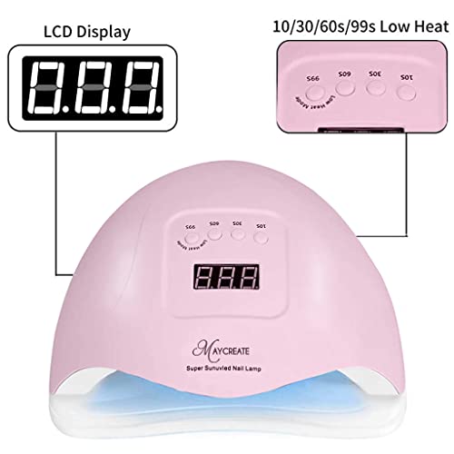 MAYCREATE 120W UV LED Nail Lamp - Faster Nail Dryer Gel Polish Light,UV Gel Lamp With 36 Light Beads & 4 Timer Setting,Professional Curing Lamp for Fingernail and Toenail (Pink)