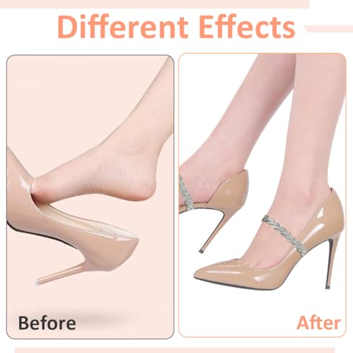 PALAY Shoe Straps for Heels Detachable Anti Slip Shoe Laces Dazzling Rhinestone Shoe Straps for High Heels Anti-Loose Stretchable High Heel Ankle Strap for Women Shoe Accessories - 2 Pcs