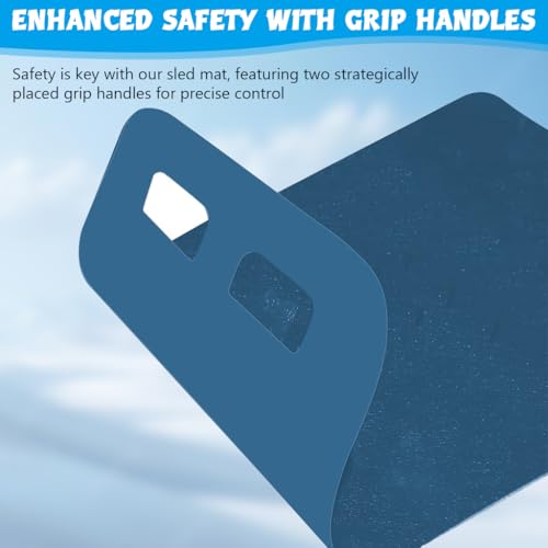 Proberos Snow Sled Mat for Kids & Adults 101x44cm Flexible Flyer with Handle, Flying Carpet Lightweight Roll Up Snow Sled Portable Rolling Snow Slider, Blue