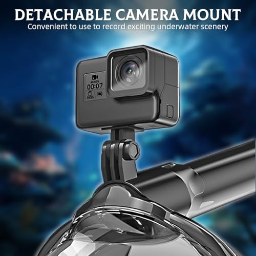 Proberos® Adult Snorkel Mask 180 Wide Angle View Anti-Fog Snorkeling Face with Drain Valve Detachable Breathing Tube Design Full Face Diving Gear Camera Mount L XL 2 PCS