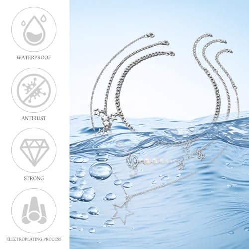 SANNIDHI® Necklace for Women Cute Star Pendant Trio Layered Chain Necklace Pearl Choker Necklace Vintage Y2K Necklace Aesthetic Jewellery Birthday Gift for Girls Sister X 3