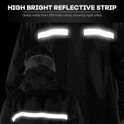 GUSTAVE Men Rain Suit 2-Piece Adult Rain Jacket Hoodie with Transparent Wide Brim Double Oxford Cloth Rain Coat with Mesh Lining Dual Hood Brim Design Reflective Rain Suits Rain Trousers, XXL