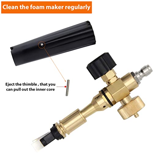 HASTHIP Car Pressure Washer Gun with 5 Pressure Nozzle Tips and Adjustable Foam Cannon 1 Liter Bottle Snow Foam Lance, Brass Thread With 1/4