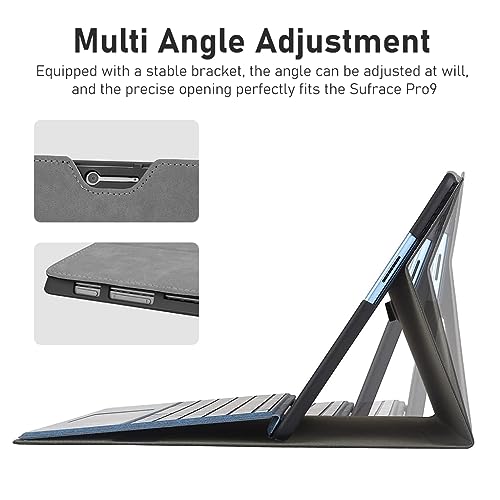 ZORBES® Laptop Case for Surface Pro 9 10 11 13 inch Anti-Scratch Protective Fashion Solid Color TPU with Pen Holder Not Include Keyboard or Stylus Grey 3 PCS