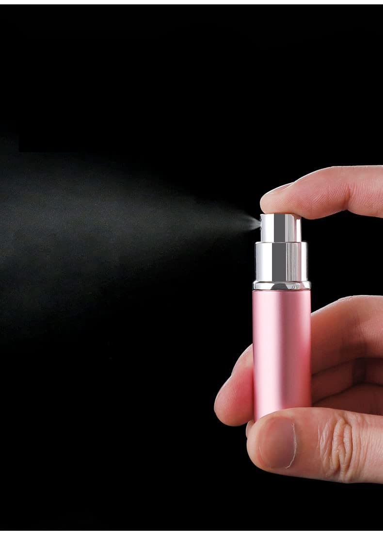 HANNEA 2Pcs 5ml Perfume Atomiser Spray Bottle with Pump-Portable Perfume Dispenser, Refillable Empty Spray Bottle for Fragrance Perfume-Pink