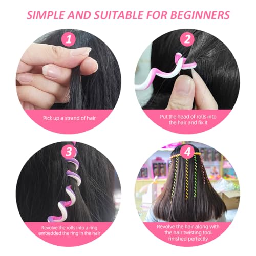 PALAY 6Pcs Girls Hair Braiding Rope Hair Braids Makers Hair Accessories Flawless Hair Braids Makers 10Inches Elastic Spiral Beads Charms Braids Makers Easy Hair Braids Twister Hair Styling Tools