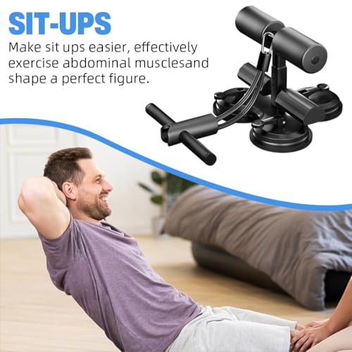 Proberos® Sit up Bar with Triple Strong Suction Base Adjustable Height Detachable Resistance Band Puller Portable Fitness Device for Abs Core Upper Body Workout Home Exercise Equipment 3 PCS