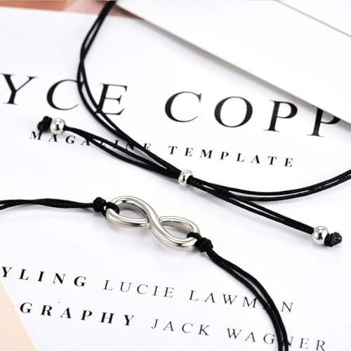 ZIBUYU® 4PC Couple Bracelet for Women and Men Friendship Bracelet Girls Stainless Steel Infinity Symbol Design&Adjustable Morse Code I Love You Bracelet for Couple&friends- 2 Pair