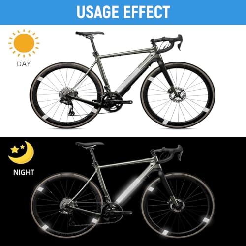 Proberos 42Pcs Bike Reflective Stickers Safety Silver Reflector Stickers Self Adhesive Reflective Stickers Multi Purpose Decorative Safety Reflector Stickers for Handle, Helmet, Front Fork
