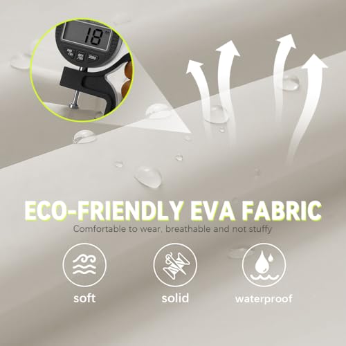 PALAY® Women Rainwear Long Waterproof EVA Hooded Rain Coat with Wide Brim Detachable Clear Face Cover Zip and Buttons Riding Outdoor Windproof Length 113CM 2 PCS