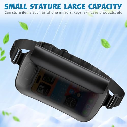 GUSTAVE® Beach Waist Bag Waterproof Touch Screen TPU Phone Double Zip Lock Strips Closure Design with External Hook and Loop Pouch Dry for Swimming 25x13cm 2 PCS