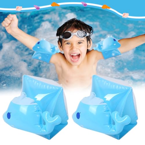 Proberos® 6PCS Inflatable Arm Bands Swimming Floats for Kids Guards Training Floatation Water Wings Ring Floatie Children 25-55lbs Boys Girls Blue