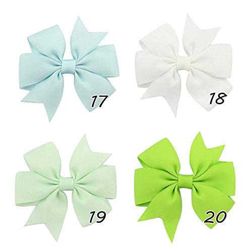 SNOWIE SOFT 20 Pcs Hair Bows for Kids Girls 3 Inch Grosgrain Ribbon Baby Girls Bow Hair Clips Alligator Hair Barrettes Hair Accessories for Infants Toddlers Kids Teens