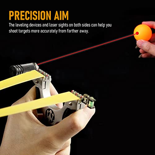 Proberos Slingshot Set with 200 Slingshot Beads and Laser Aime and 2pcs Gulel Rubber, Premium Alloy High Precision Slingshot Catapult for Outdoor Games, Outdoor Toys