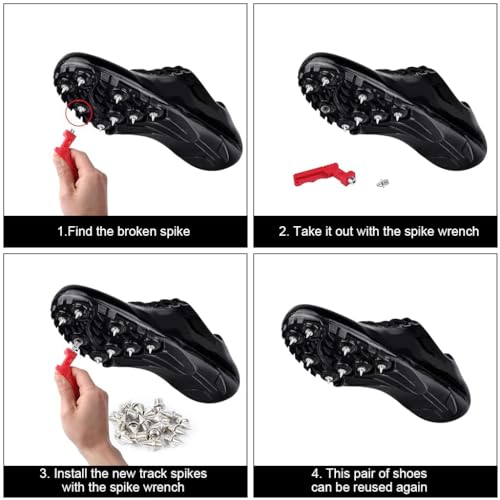 HASTHIP 20pcs Hard Steel Spikes Replacement for Track Spikes 1/4'' Steel Footwear Spikes with Spike Wrench, Ideal for Track Spikes, Field Spikes, Sprint Spikes