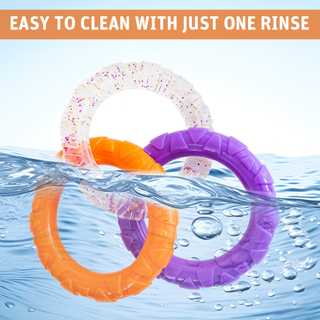 Qpets TPR Dog Tug Toy Chewing Toys 3.54 inches Dia Interlinked Tri-ring Tear-Resistant Dog Toy