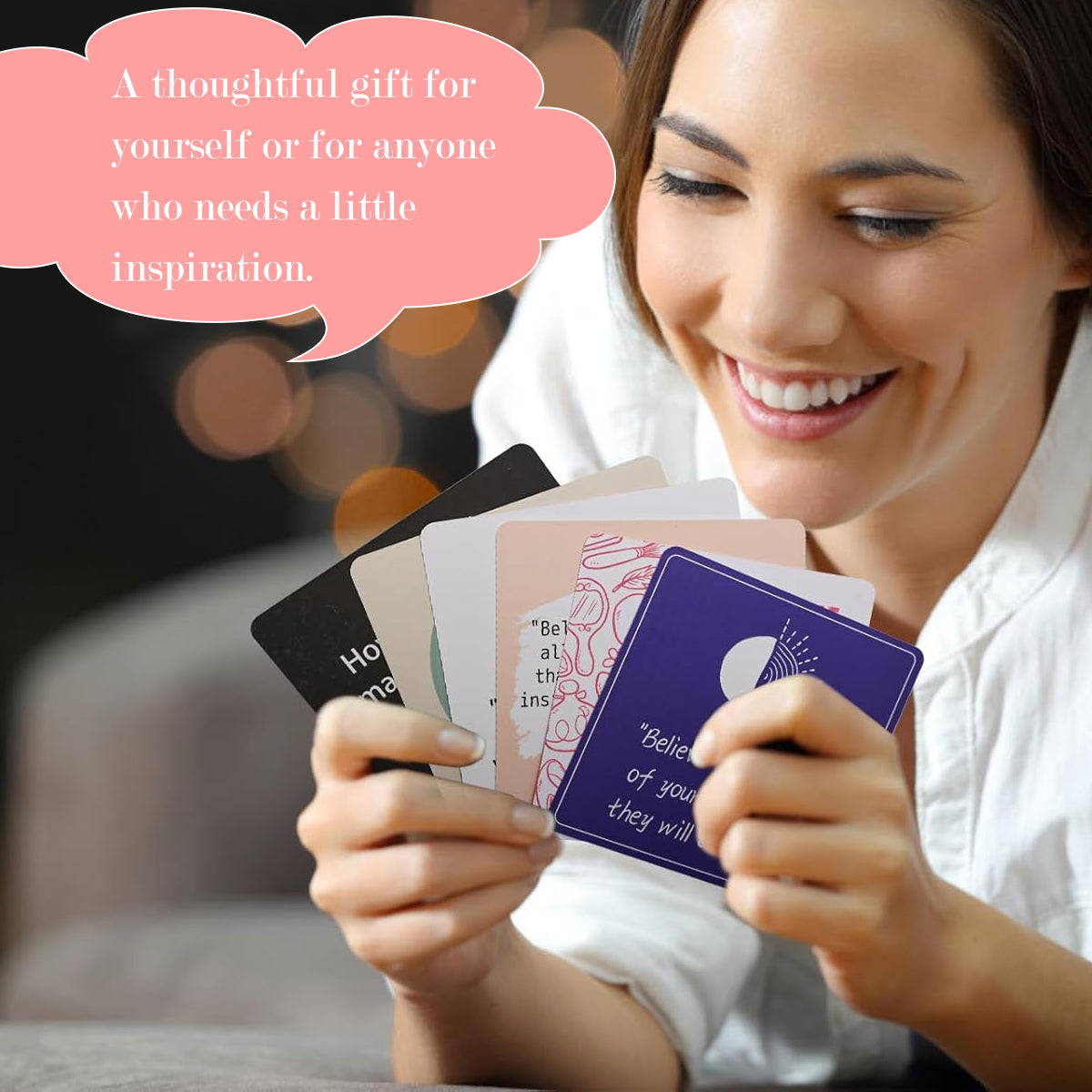 HASTHIP Positive Affirmations Cards for Women - 50 Mindfulness Cards with Affirmations and Inspirational Quotes - Motivational Cards, Meditation Cards, Gift for Women