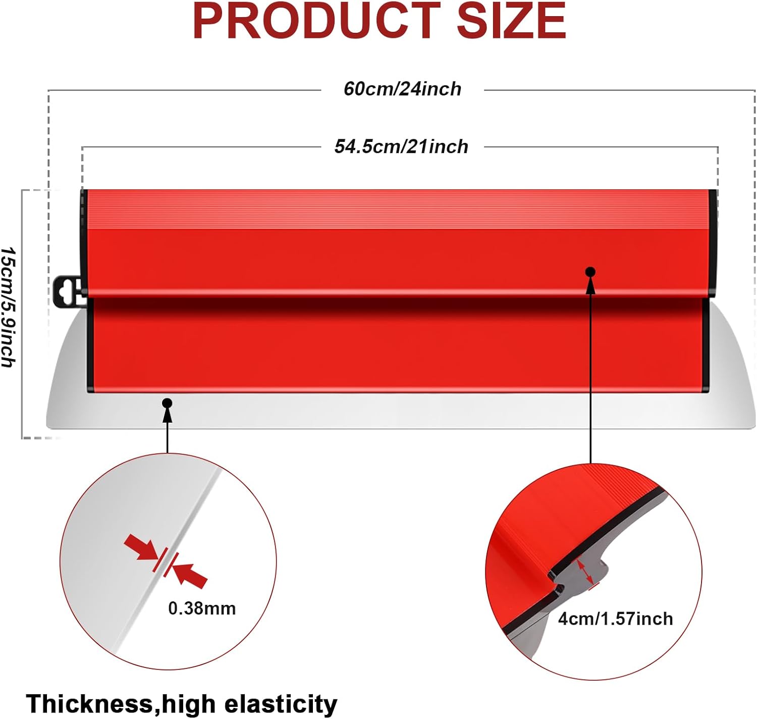 Serplex 23.62Inch/60CM Skimming Blade, Stainless Steel Trowel Skimming Blade Drywall Smoothing Spatula Skimming Trowel Plastering Trowel for Large Working Area Wall Decoration Construction Tool