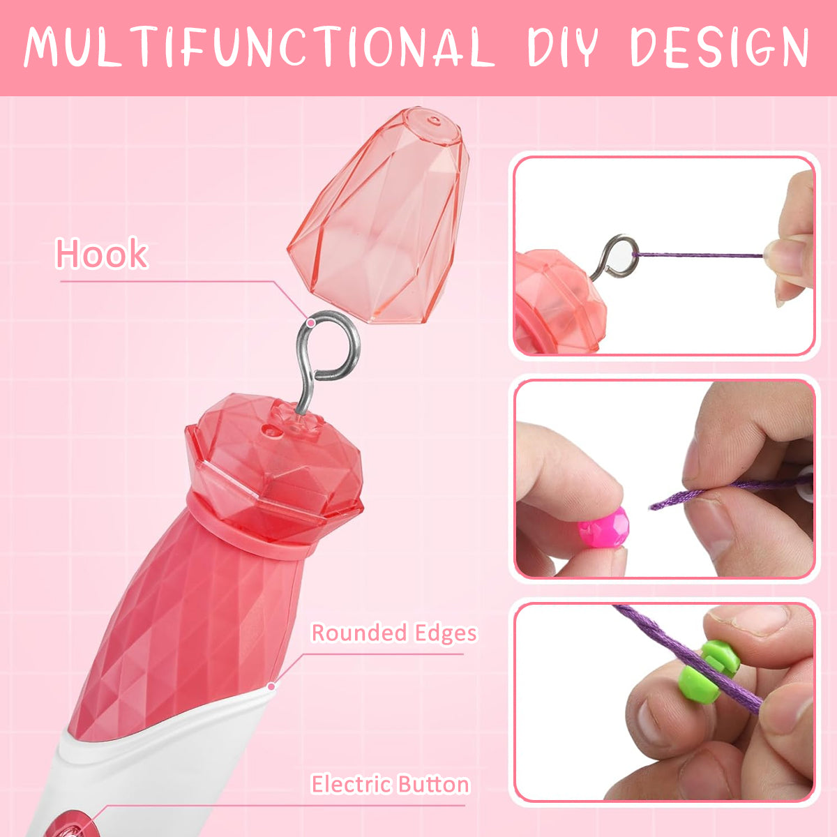 PATPAT Color Hair Braids Maker Electric Extension Hair Braids Making Machine Stylish Y2K Color Yarn Braids Maker Hair Styling Tool Set with Multi Color Yarns, Comb, Beads Charm