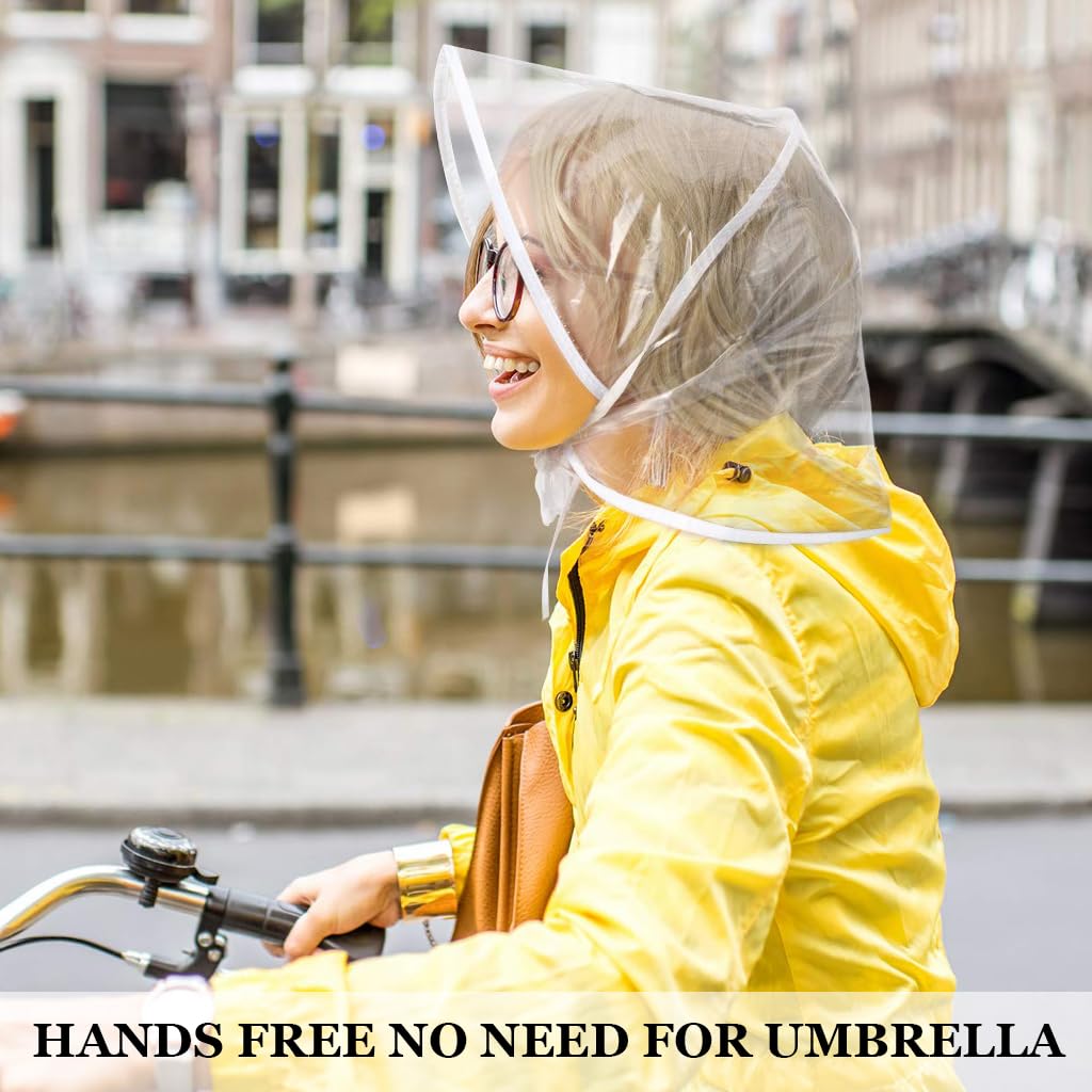 PALAY 6pcs Women Rain Bonnet Wide Brim Rain Cap Easy Tie-up Rain Cap Head Wrap Cover Transparent Rainproof PE Portable Rain Cap Rain Hat