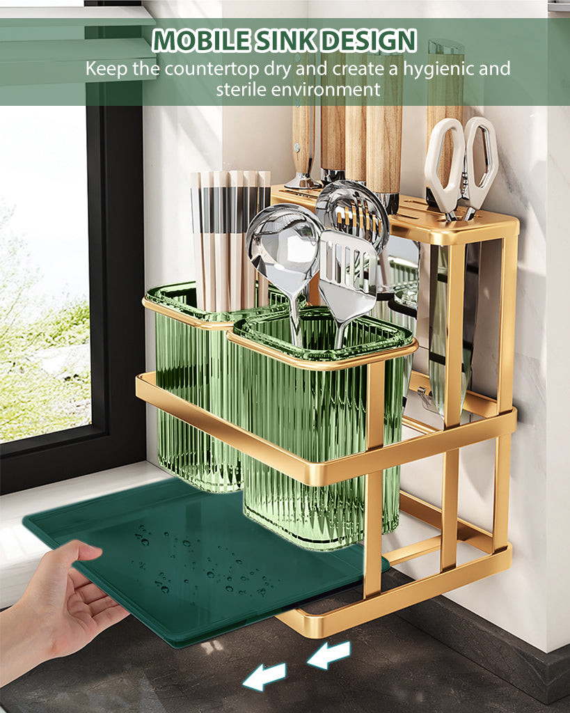 HASTHIP Kitchen Chopsticks Rack Chopstick Box Wall Mount or Countertop Cultery Drainer Utensils