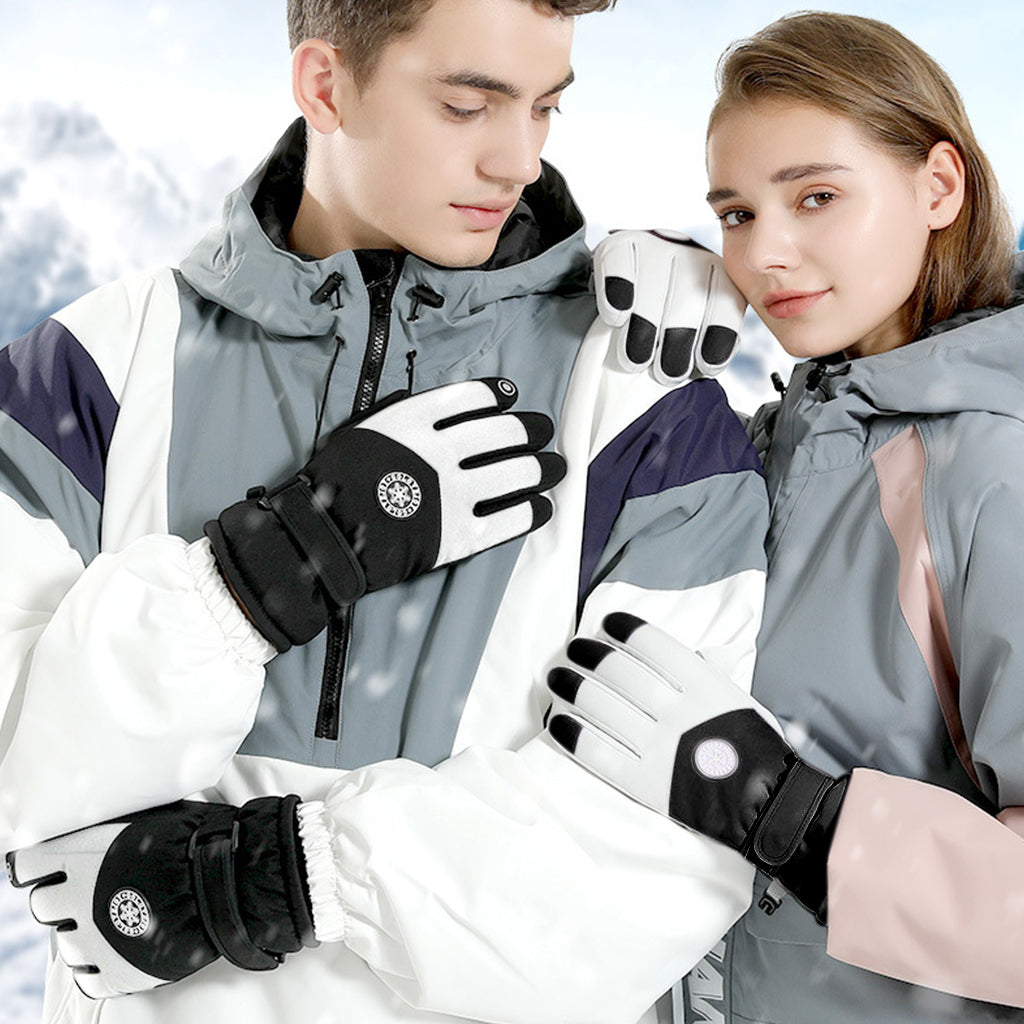 GUSTAVE Winter Gloves for Women - Fleece-Lined, Waterproof, Touchscreen Riding & Hiking Gloves with Anti-Slip Grip for Skiing - Stylish Black & White Design, Warm & Comfortable, Free Size