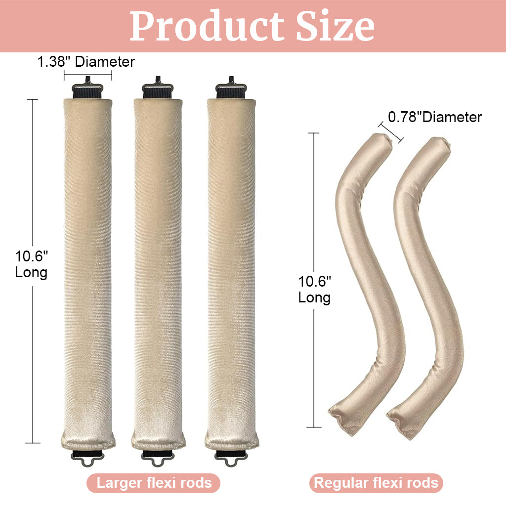 MAYCREATE 6PCS Heatless Hair Curlers Soft Satin Velvet No Heat Overnight Curling Rods with Hook, Flexible Blowout Styling Tools for Big Voluminous Curls, Comfortable All-Day Use, Beige