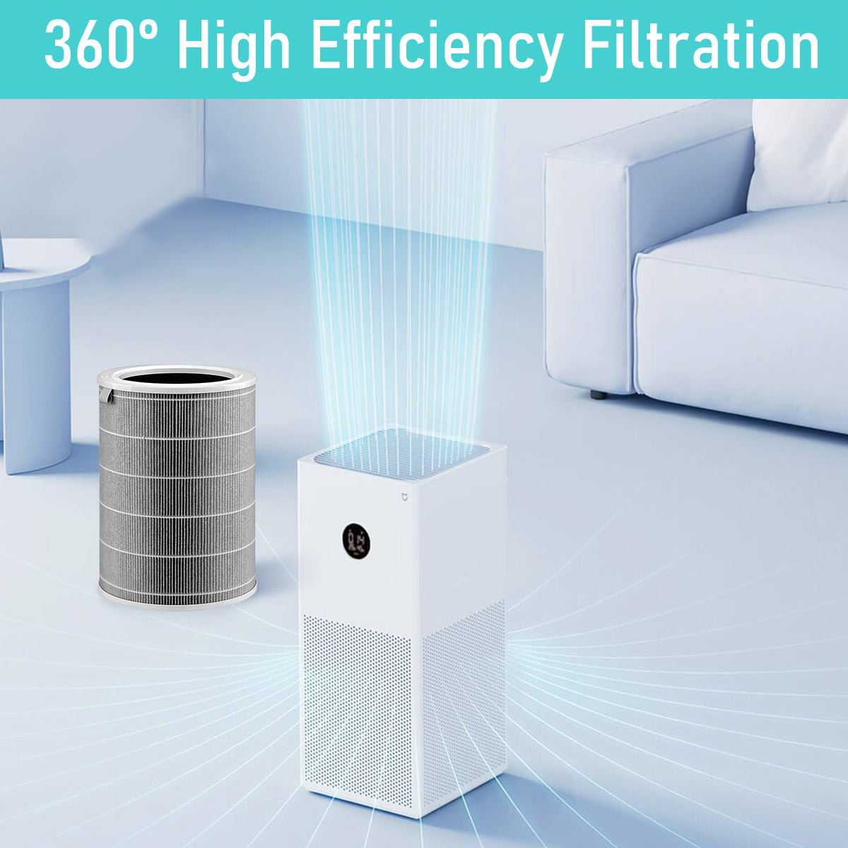 Verilux Replacement Filter for Mi Air Purifier 4 Lite Cylindrical Filter Triple Layer Activated Carbon Filter for Optimal Air Purification