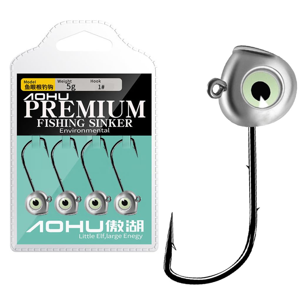 Proberos Swimbait Jig Heads with Chartreuse Fish Eye,Freshwater&Saltwater Fishing 4-Pack