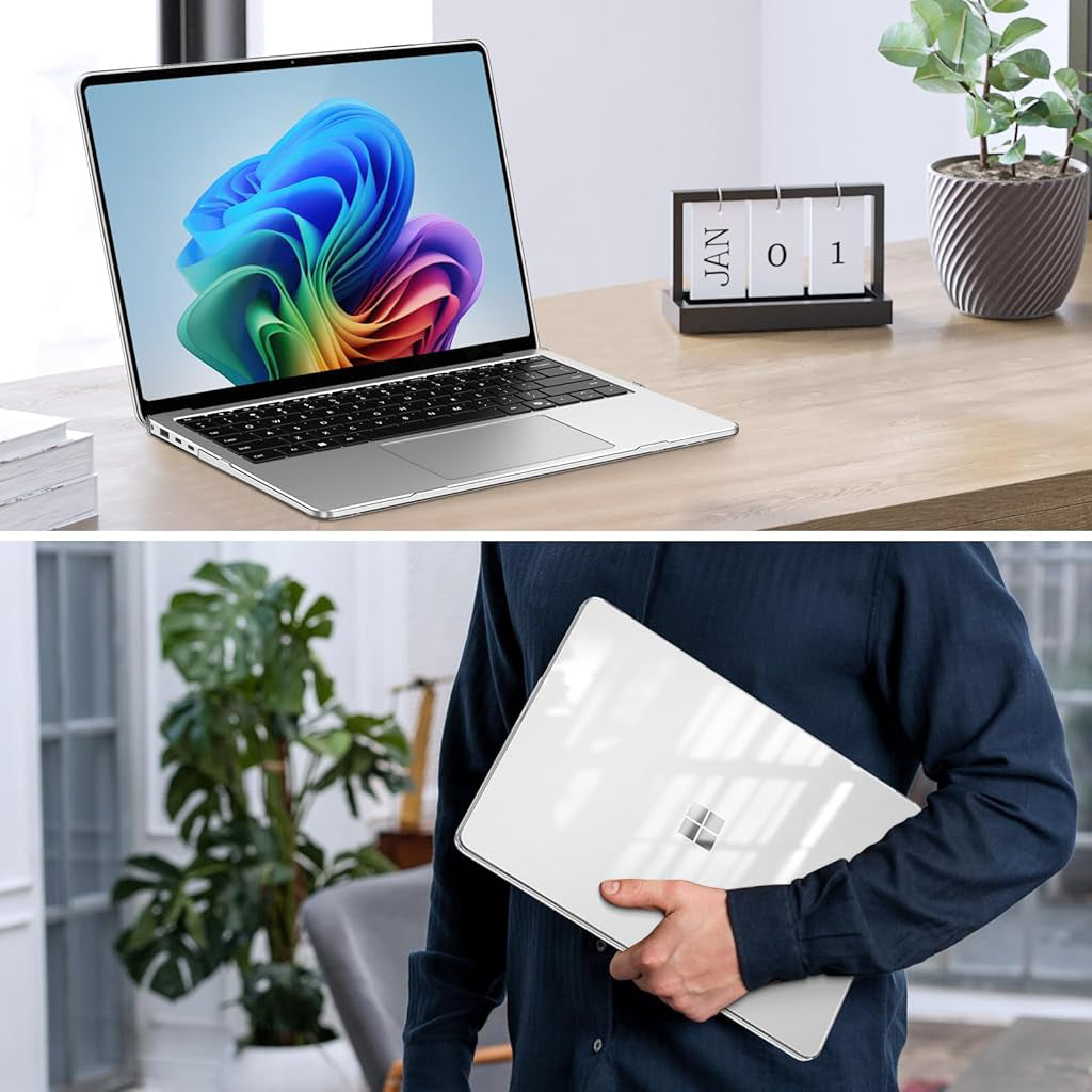ZORBES For 2024 Surface Laptop 13.8 Inches Transparent PC Hard Case for Surface Laptop 7th Edition Snap-on Crystal Sheer Anti-scratch Protective Case