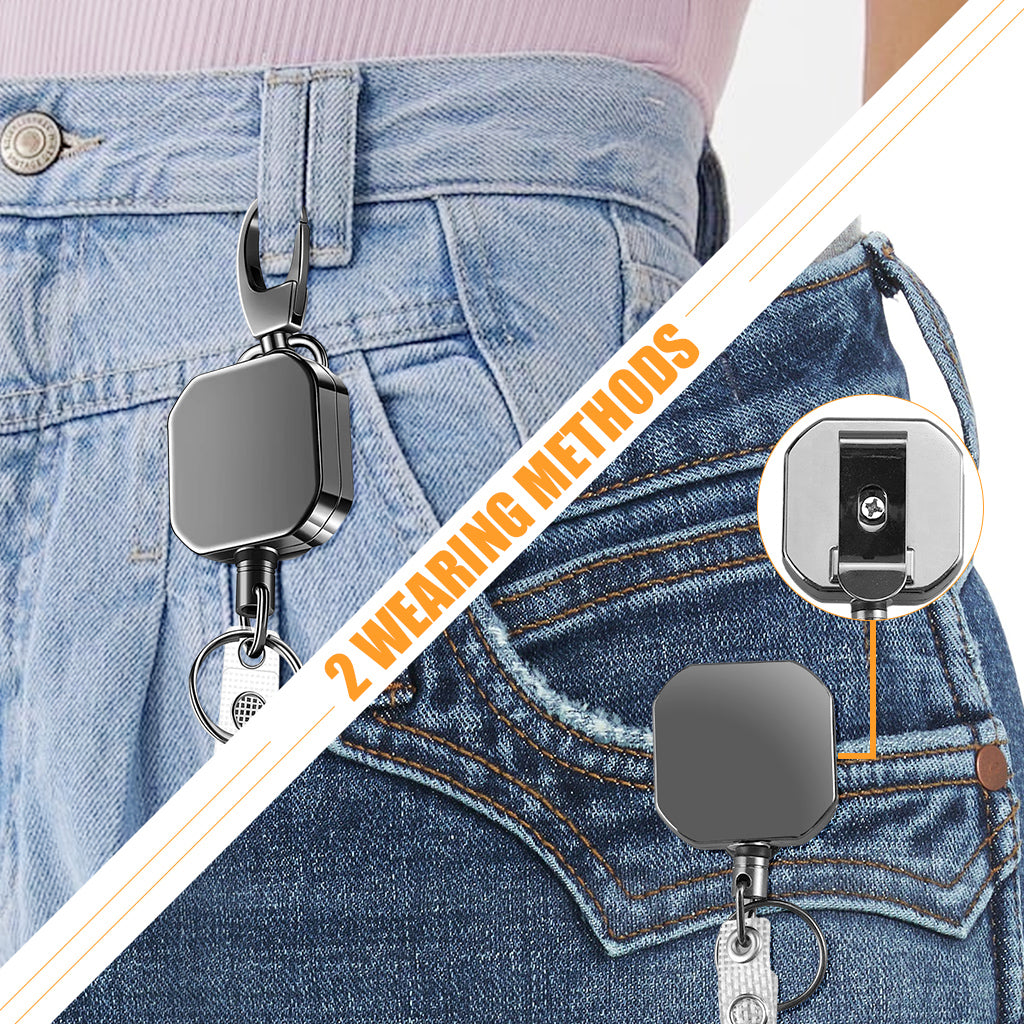 ZORBES Heavy Duty Zinc Alloy Retractable Keychain, ID Badge Holder Metal Carabiner Keychain with 26.7