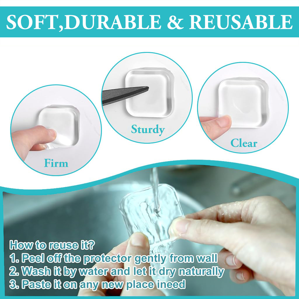 ZIBUYU Door Stoppers Silicone Door Stopper 1.57'' Square Noise Reduction Wall Protectors Self Adhesive Wall Door Knob Stoppers for Room Doors, Bathroom Roors