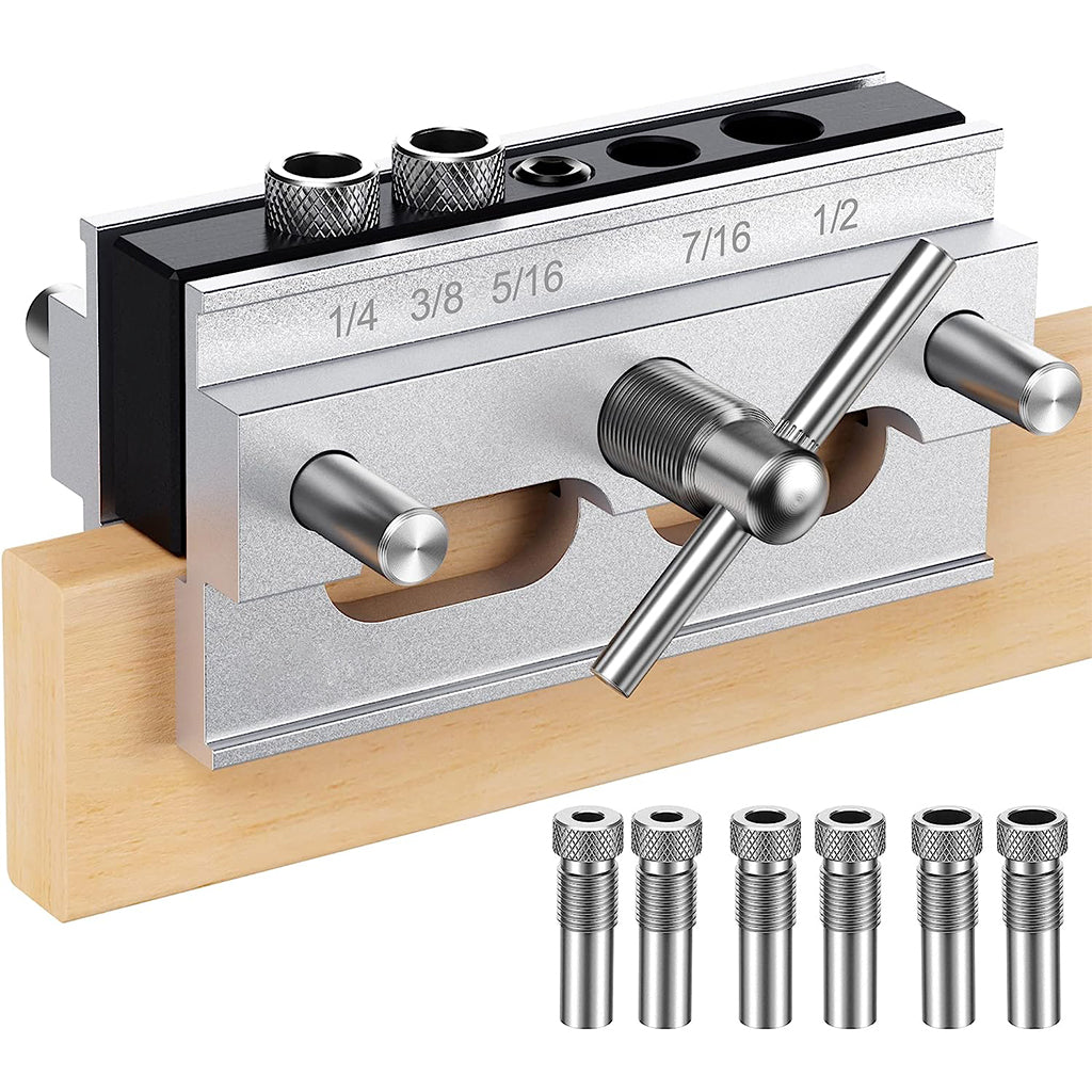 Serplex Auto Center Punch Tool Woodworking Hole Punching Guide with 6 Bushings Wooden Drill Guide Drill Jig Drill Template for Woodworking