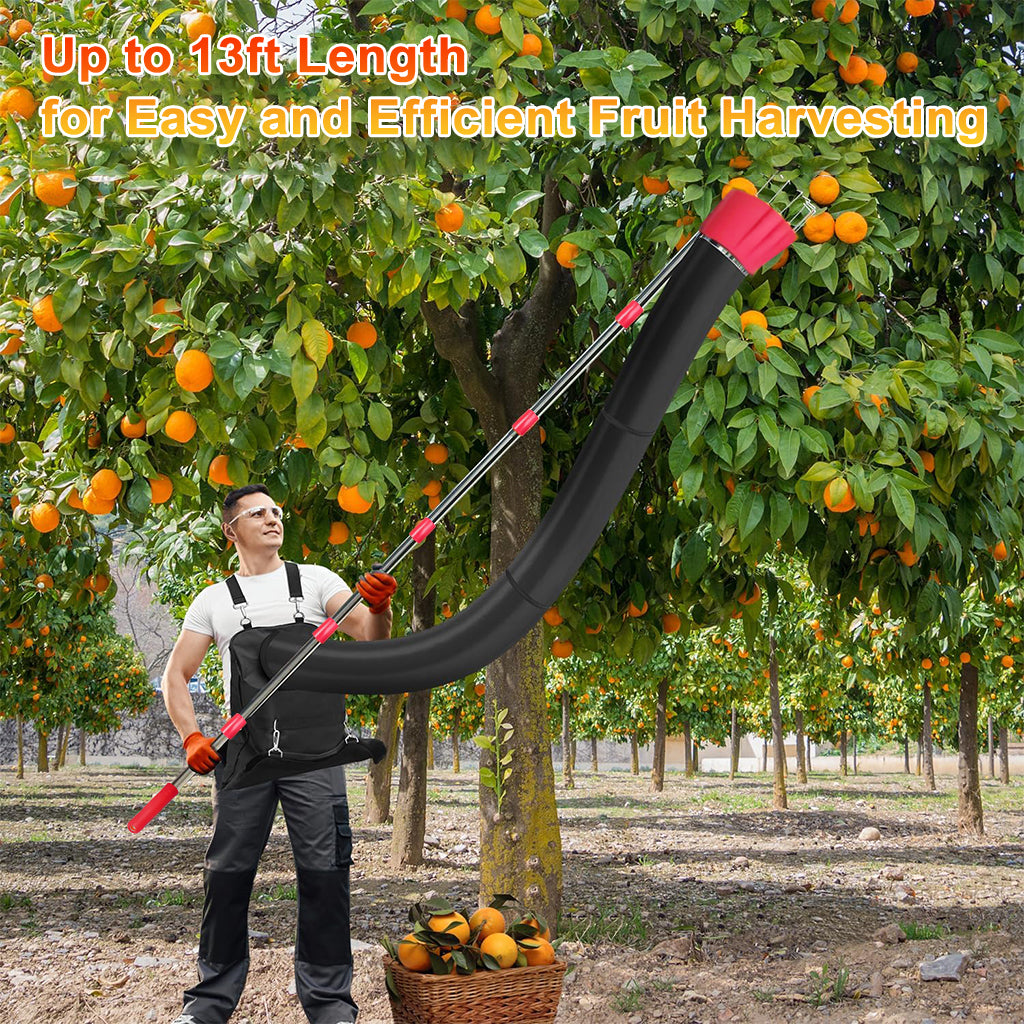 HASTHIP 13Ft Assembly Fruit Picker with Transfer Channel & One-piece Wearable Fruit Bag Extented Long Handle Fruit Picker New No-drop Fruit Picker Fruit Harvesting Tool for Apple, Mango