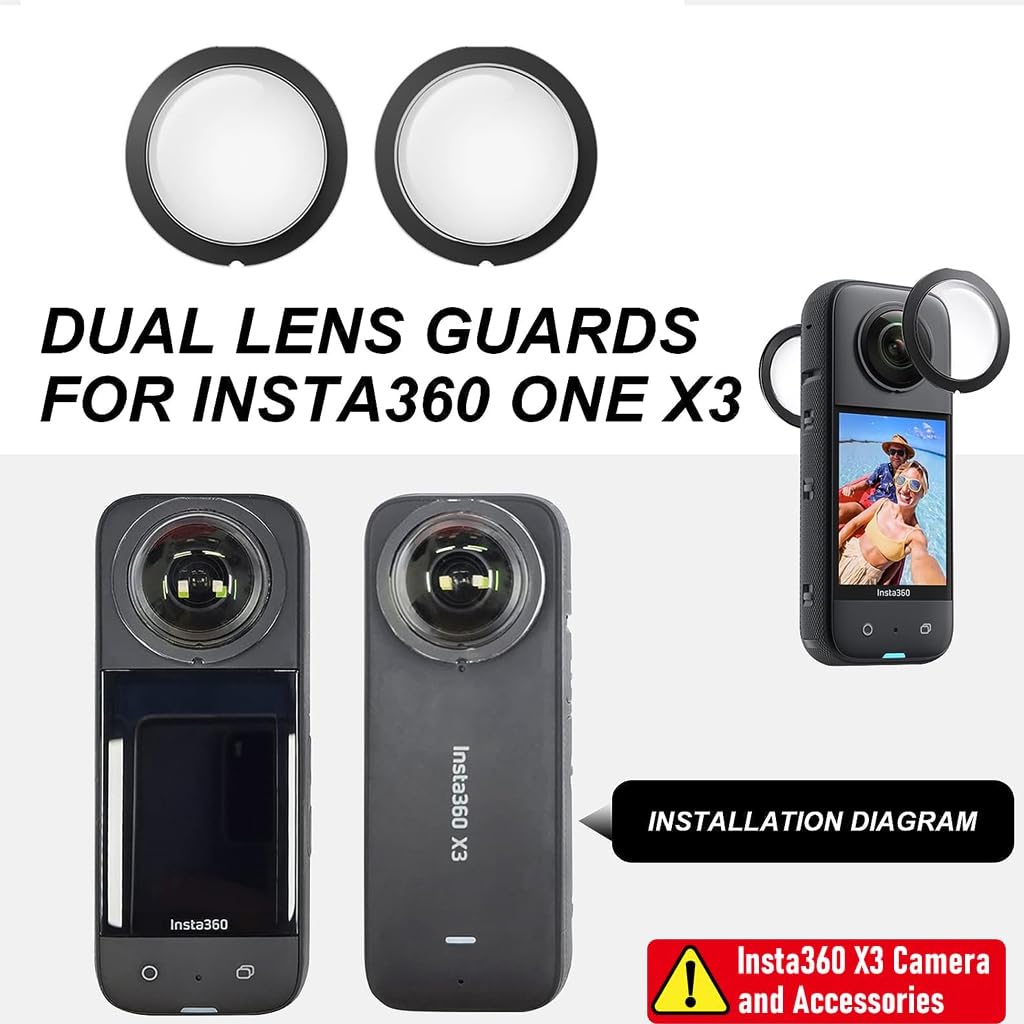 ZORBES 2Pcs HD Lens Cover for Insta360 One X3 Camera, Insta 360 One x3 Phone Lens Cap Camera Lens Protector, Dust Proof Anti-Scratch Protective Cover, Not Included Insta360 One X3 Sports Action Camera (B1)