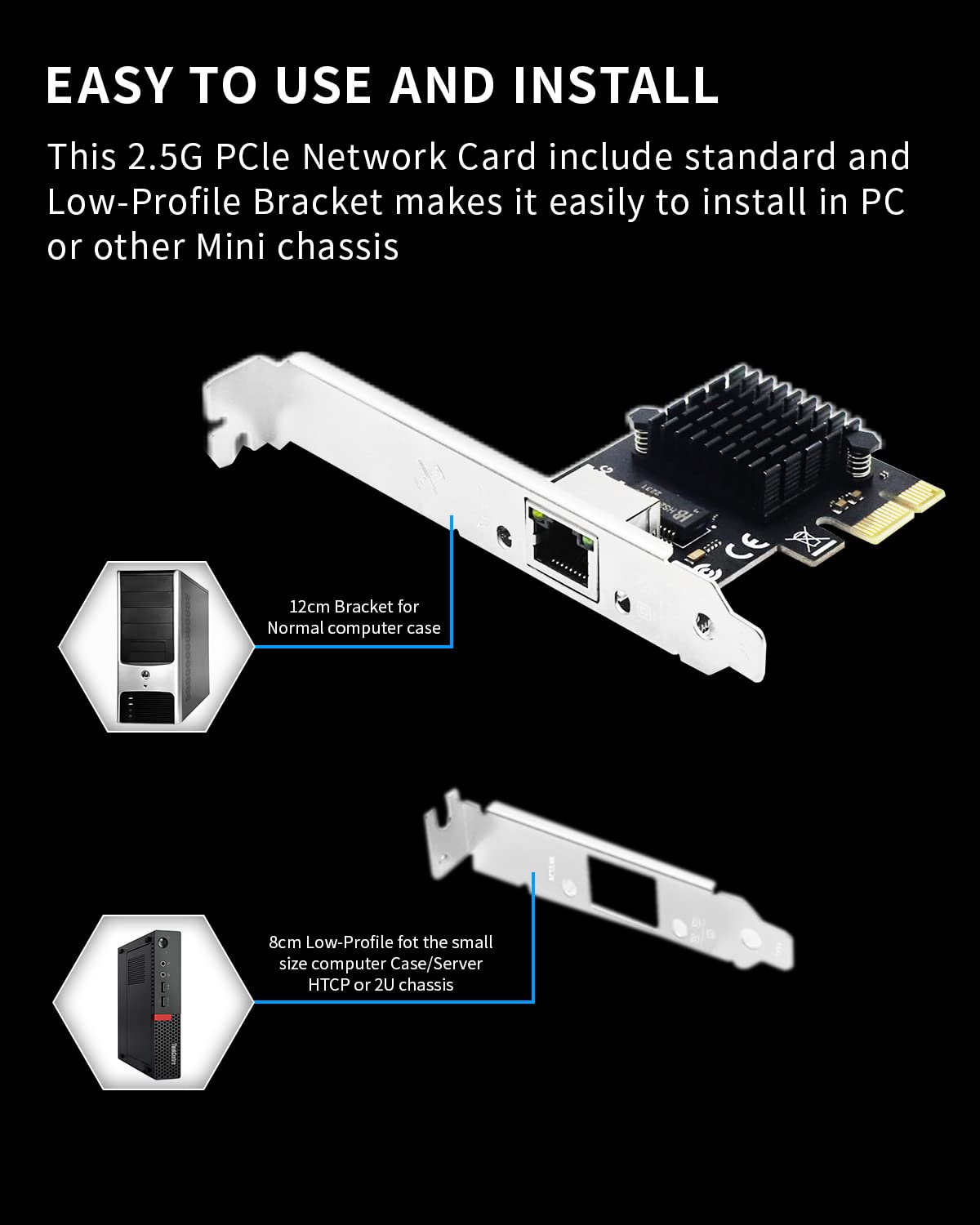 Verilux 2.5GBase-T PCIe Network Adapter - High-Speed Gigabit Ethernet Card for Windows/Linux/MAC - Supports PXE - Compact
