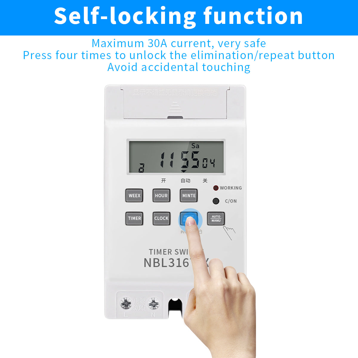 Serplex Timer Switch Electrical On Off, 220v Home Appliance Timer Switch Daily/Weekly Auto Cut Off Timer Switch Digital Timer Control With 16 Timing Settings Din Rail Mount Powered by AAA Battery