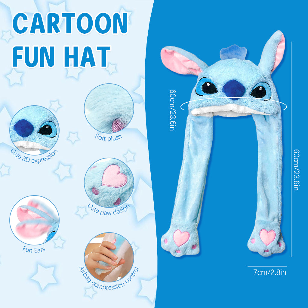 Verilux Girls Winter Hat Girls Hat Cute Cartoon Stitch Hat Plush Warm Winter Hat Fun Moving Ears Design Soft Fluffy Stitch Hat for Women Girls